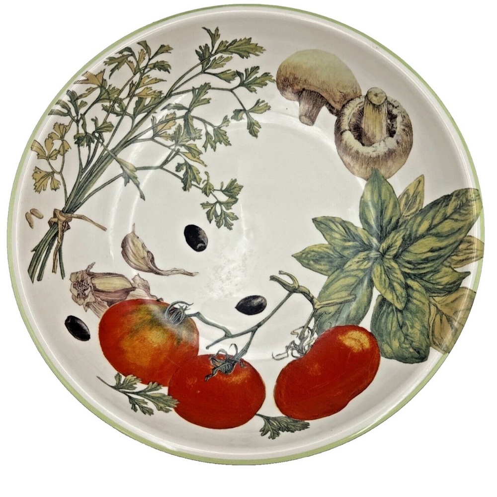 🍅🫒🧄Williams Sonoma 13” flat pasta serving bowl "Herb & Vegetable" Collection